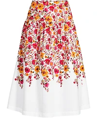 Lands' End Women's Poplin Drop Waist Midi Skirt - Set Bottom