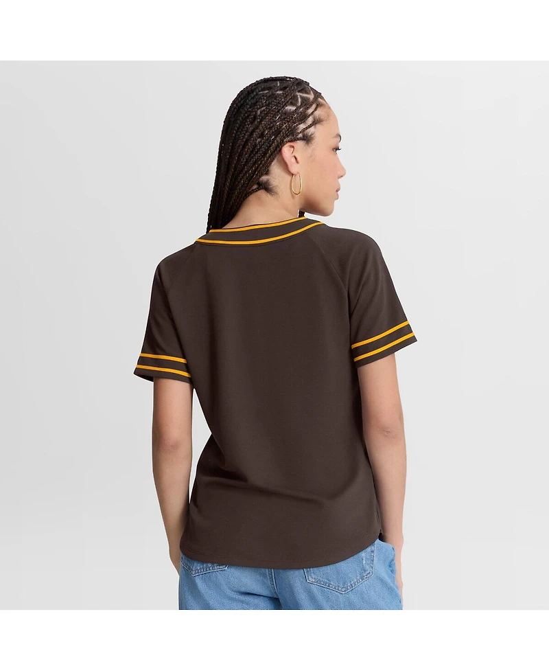 Fanatics Women's Brown San Diego Padres Diva Race Ahead Raglan V-Neck T-Shirt