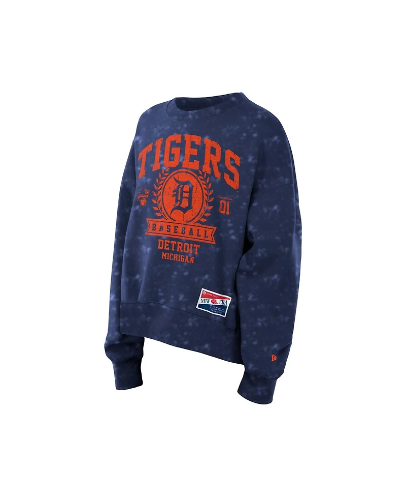 New Era Women's Navy Detroit Tigers Throwback Oversized Boxy Sweatshirt