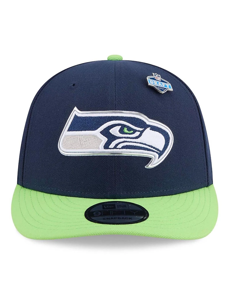 New Era Men's College Navy/Neon Green Seattle Seahawks 2026 Nfl Draft On Stage Pre-Curved 9FIFTY Snapback Hat