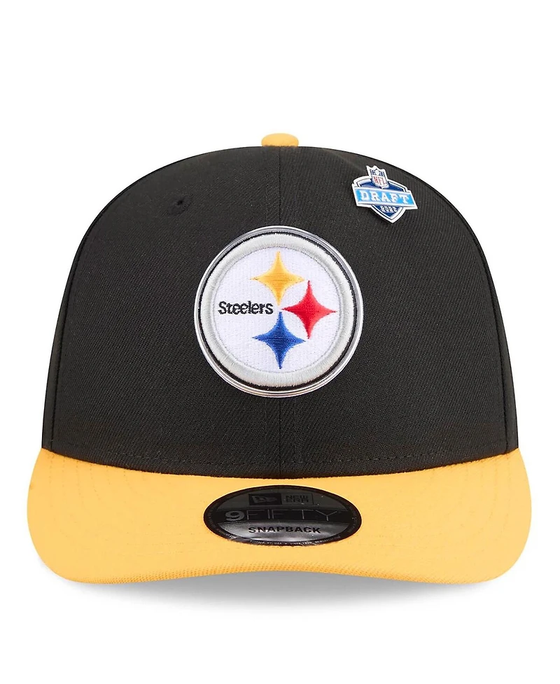 New Era Men's Black/Gold Pittsburgh Steelers 2026 Nfl Draft On Stage Pre-Curved 9FIFTY Snapback Hat