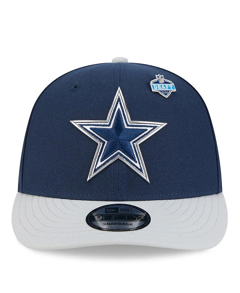 New Era Men's Navy/Silver Dallas Cowboys 2026 Nfl Draft On Stage Pre-Curved 9FIFTY Snapback Hat