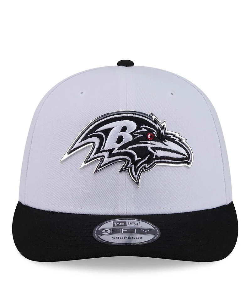 New Era Men's White/Black Baltimore Ravens 2026 Nfl Draft Pre-Curved 9FIFTY Snapback Hat