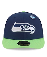 New Era Men's College Navy/Neon Green Seattle Seahawks 2026 Nfl Draft Pre-Curved 59FIFTY Fitted Hat