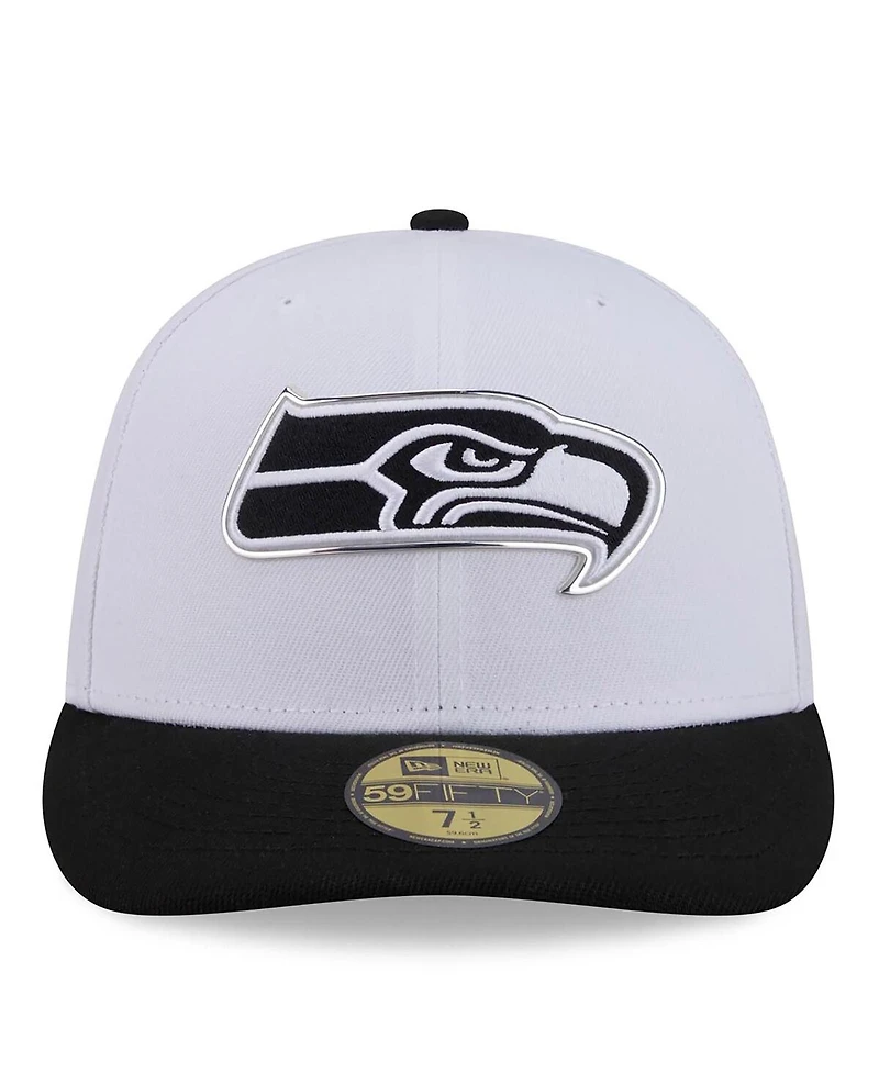 New Era Men's White/Black Seattle Seahawks 2026 Nfl Draft Pre-Curved 59FIFTY Fitted Hat