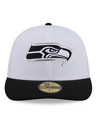 New Era Men's White/Black Seattle Seahawks 2026 Nfl Draft Pre-Curved 59FIFTY Fitted Hat