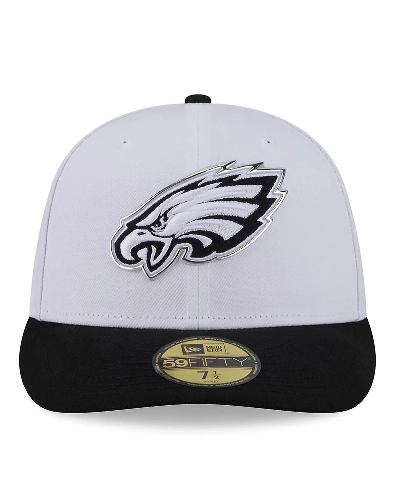 New Era Men's White/Black Philadelphia Eagles 2026 Nfl Draft Pre-Curved 59FIFTY Fitted Hat