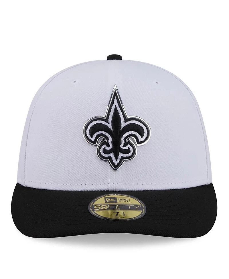 New Era Men's White/Black Orleans Saints 2026 Nfl Draft Pre-Curved 59FIFTY Fitted Hat