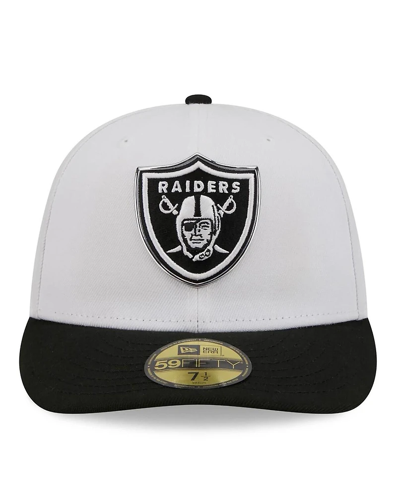 New Era Men's White/Black Las Vegas Raiders 2026 Nfl Draft Pre-Curved 59FIFTY Fitted Hat
