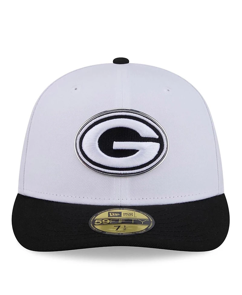 New Era Men's White/Black Green Bay Packers 2026 Nfl Draft Pre-Curved 59FIFTY Fitted Hat