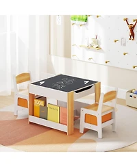 Gouun 4-in-1 Kids Activity Table and 2 Chairs Set with Reversible Tabletop