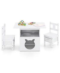 Gouun 3-Piece Kids Table and Chairs Set with Built-In Pet Viewing Window