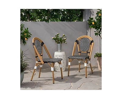 sumyeg Set of 2 Bamboo Print Aluminum Outdoor Chairs, Lightweight and Rust-Resistant