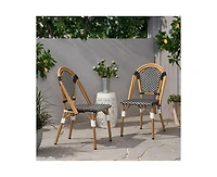sumyeg Set of 2 Bamboo Print Aluminum Outdoor Chairs, Lightweight and Rust-Resistant