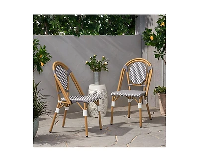 sumyeg Set of 2 Bamboo Print Aluminum Outdoor Chairs, Lightweight and Rust-Resistant
