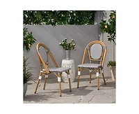 sumyeg Set of 2 Bamboo Print Aluminum Outdoor Chairs, Lightweight and Rust-Resistant