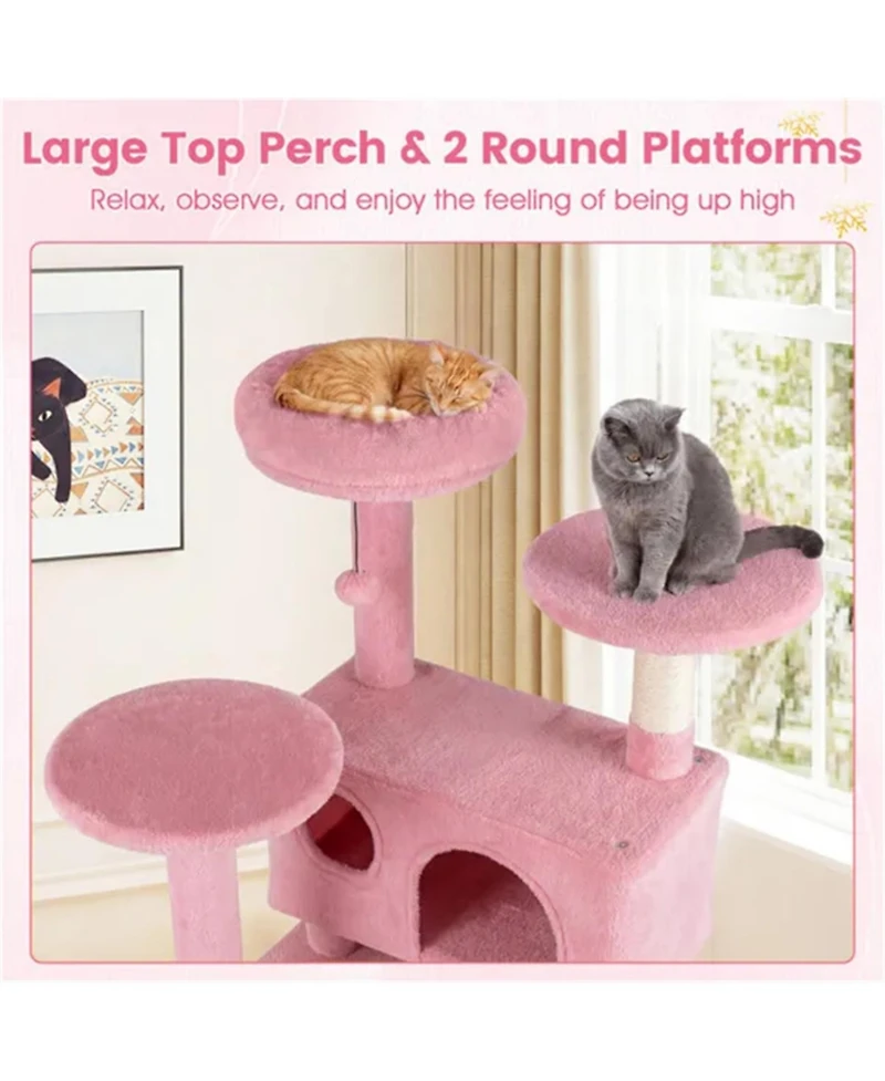 Zeus and Ruta 52 in. Tall Cat Tree Tower Perches Condos Multi Cat Playground Scratching Posts