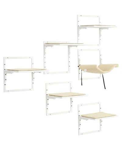 Zeus and Ruta Wood Wall-Mounted Modern Cat Wall Shelves Set for Indoor Cats