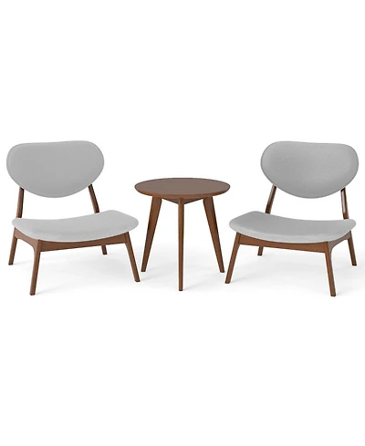 Gouun Velvet Accent Chairs Set of 2 with Round Side Table and Wood Frame