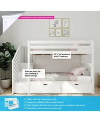 Max and Lily Twin over Staircase Bunk Bed with Storage Drawers