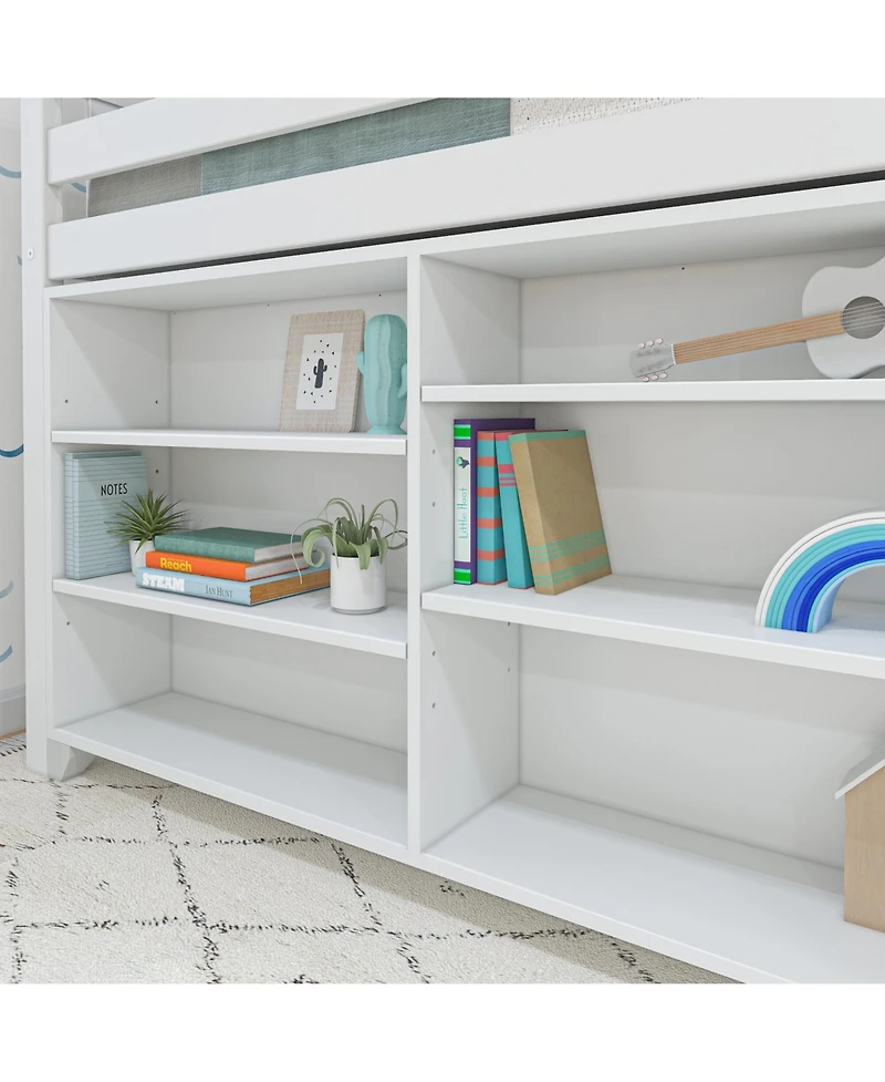 Max & Lily Low Loft With 3-Shelf Bookcase and 6-Shelf
