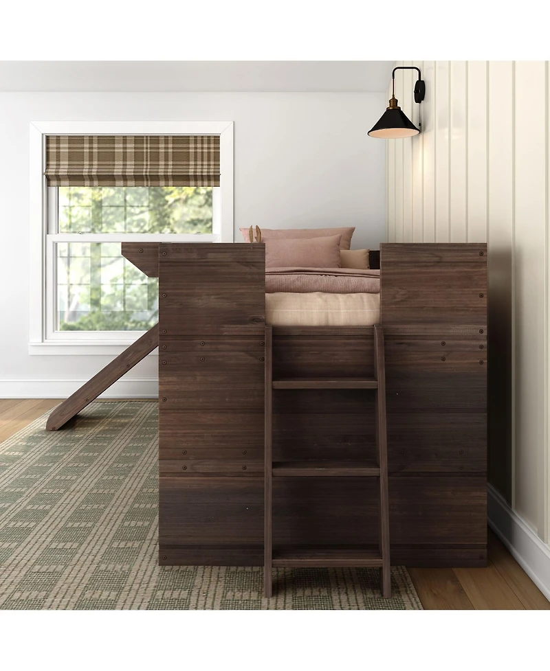 Max and Lily Farmhouse Twin Low Loft with Slide