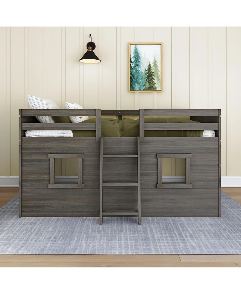 Max and Lily Farmhouse Twin Low Loft with 2 Windows