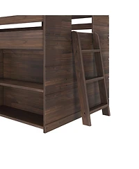 Max and Lily Farmhouse Twin Low Loft with Bookcase