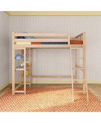 Max and Lily Scandinavian High Loft w/ Side Desk Shelves