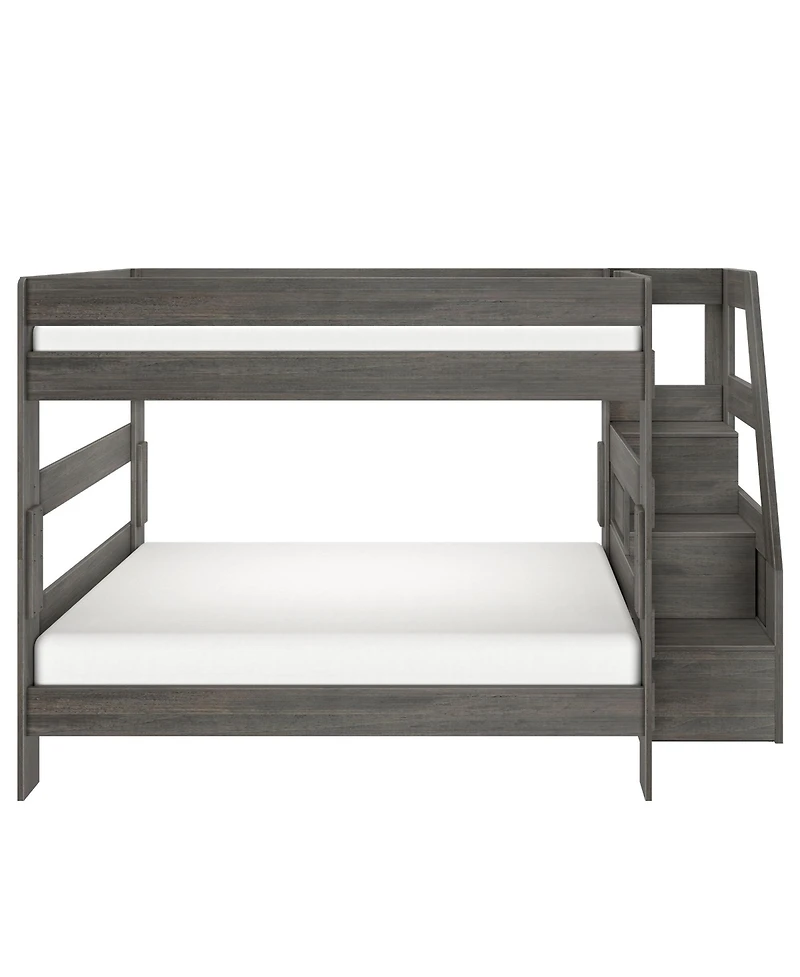 Max and Lily Modern Farmhouse Queen Over Bunk Bed With Staircase