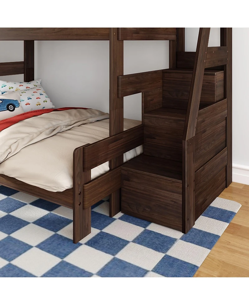 Max & Lily Modern Farmhouse Twin Over Full Bunk Bed With Staircase