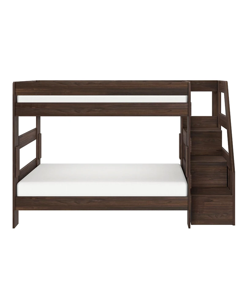 Max and Lily Modern Farmhouse Twin Over Bunk Bed With Staircase