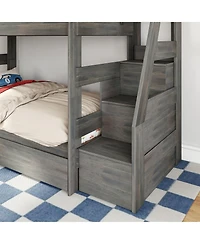 Max and Lily Modern Farmhouse Twin Over Bunk Bed With Staircase Storage Drawers