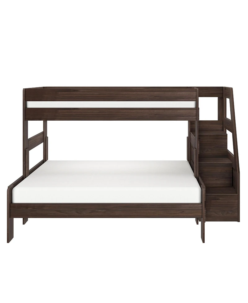 Max & Lily Modern Farmhouse Twin Xl Over Queen Bunk Bed With Staircase