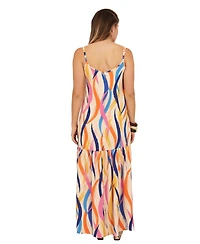 24seven Comfort Apparel Women's Abstract Print Scoop Neck Dress