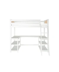 Max & Lily Scandinavian Loft Bed with Wraparound Desk and Shelves