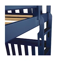Max and Lily Twin over Bunk Bed for Kids, Solid Wood Beds with Ladder, Pecan