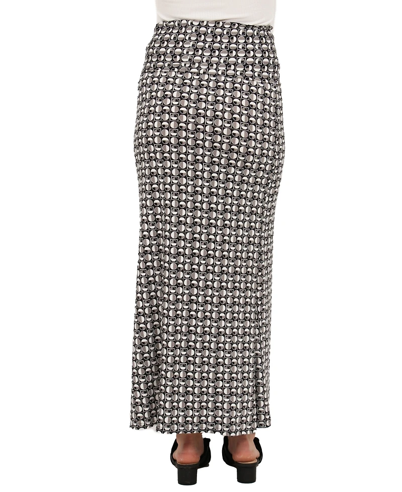 24seven Comfort Apparel Women's Geometric Print Maxi Skirt