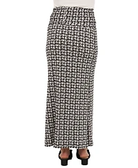 24seven Comfort Apparel Women's Geometric Print Maxi Skirt