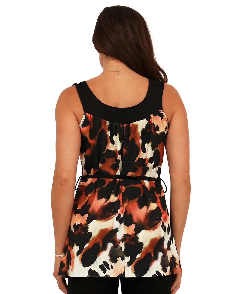 24seven Comfort Apparel Women's Cheetah Print Round Neck Top