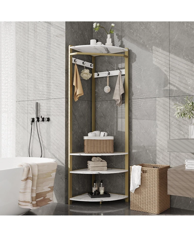 gaomon Corner Clothes Rack with Shoe Bench