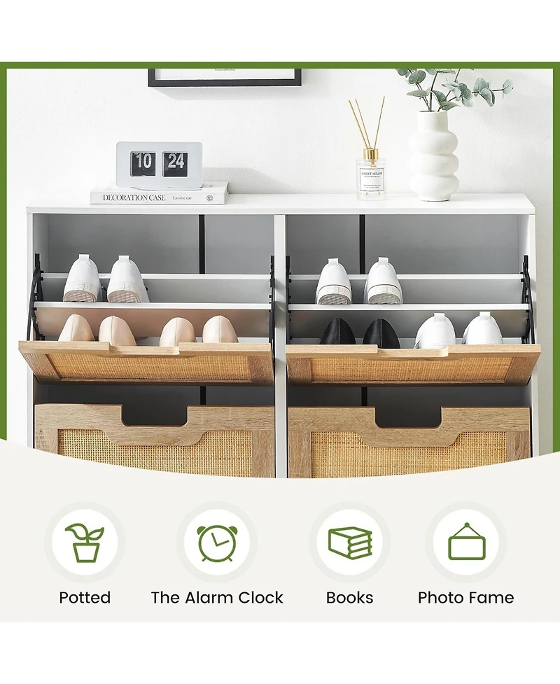 gaomon Rattan Narrow Shoe Cabinet