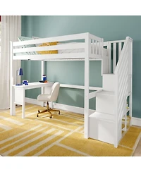 Max and Lily Classic Twin High Loft (ladder on end), Desk, Staircase