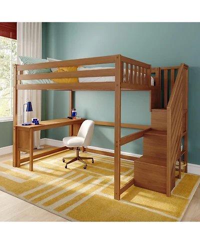 Max & Lily Classic Full High Loft, Desk, Staircase