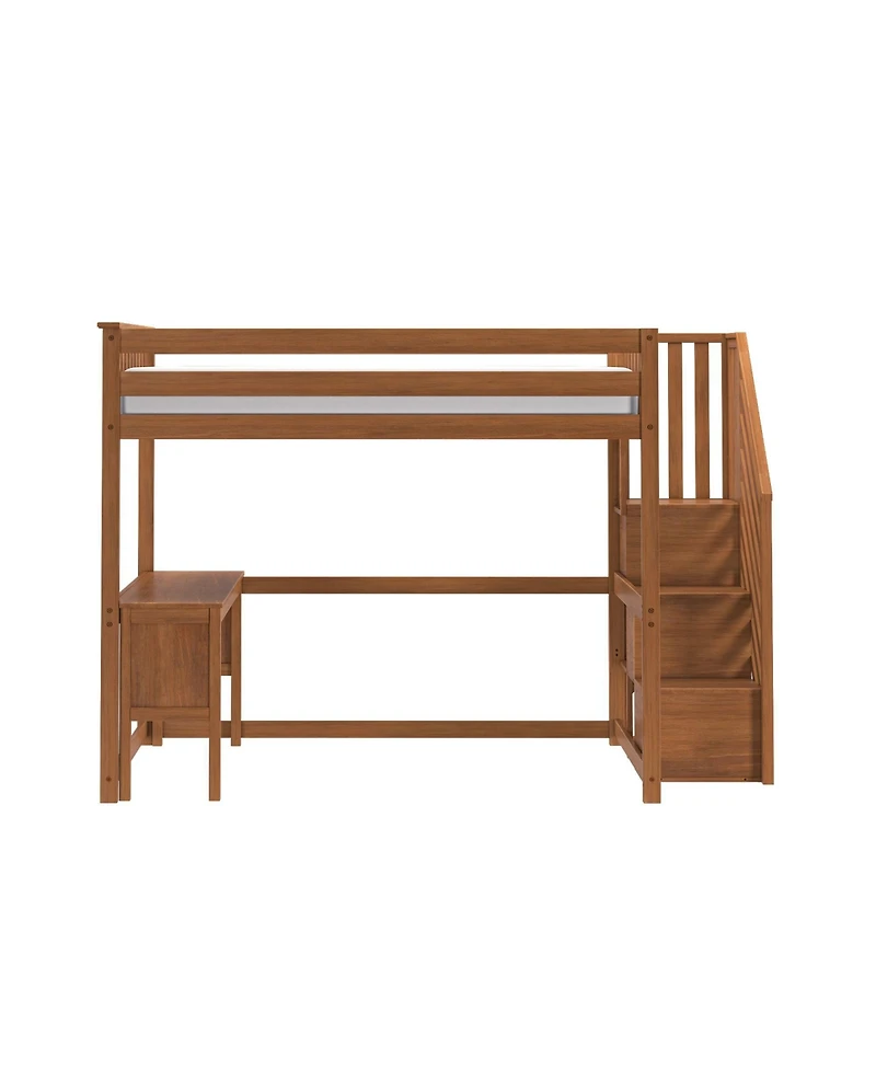 Max & Lily Classic Full High Loft, Desk, Staircase
