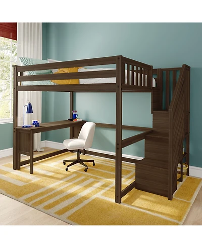 Max & Lily Classic Full High Loft, Desk, Staircase