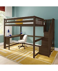 Max & Lily Classic Full High Loft, Desk, Staircase