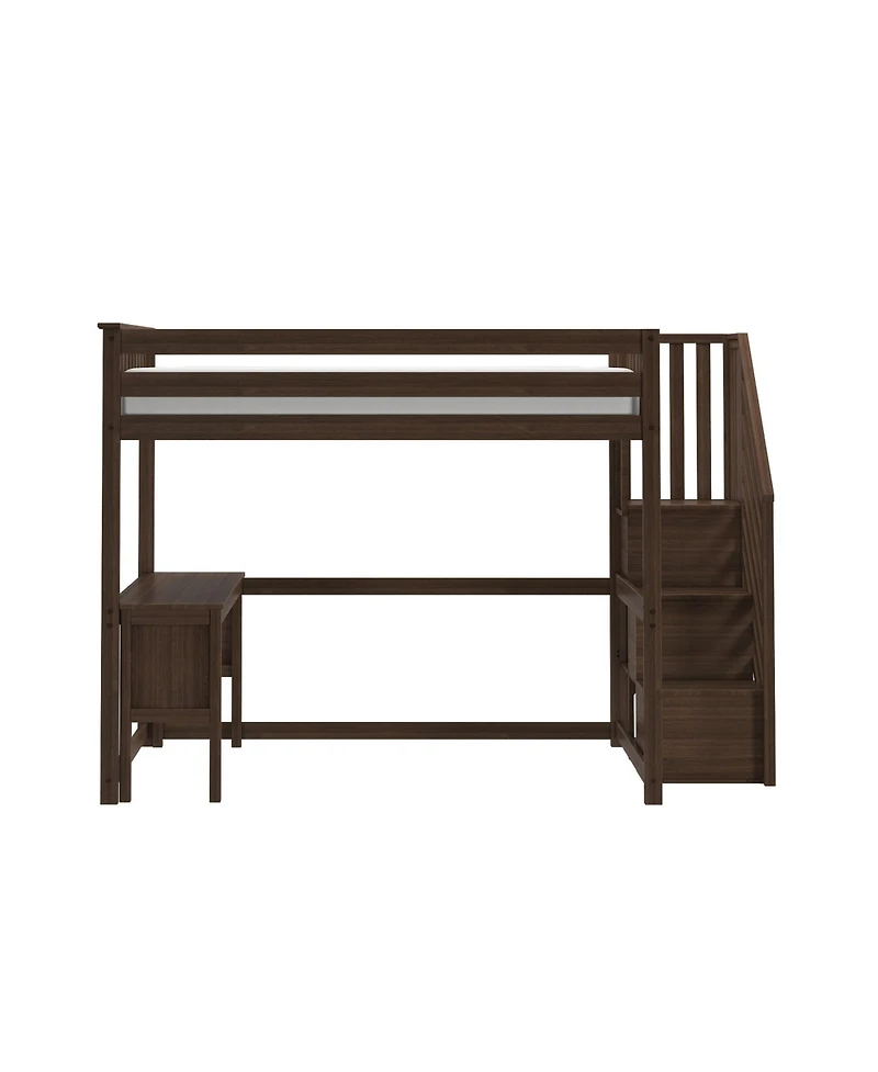 Max & Lily Classic Full High Loft, Desk, Staircase