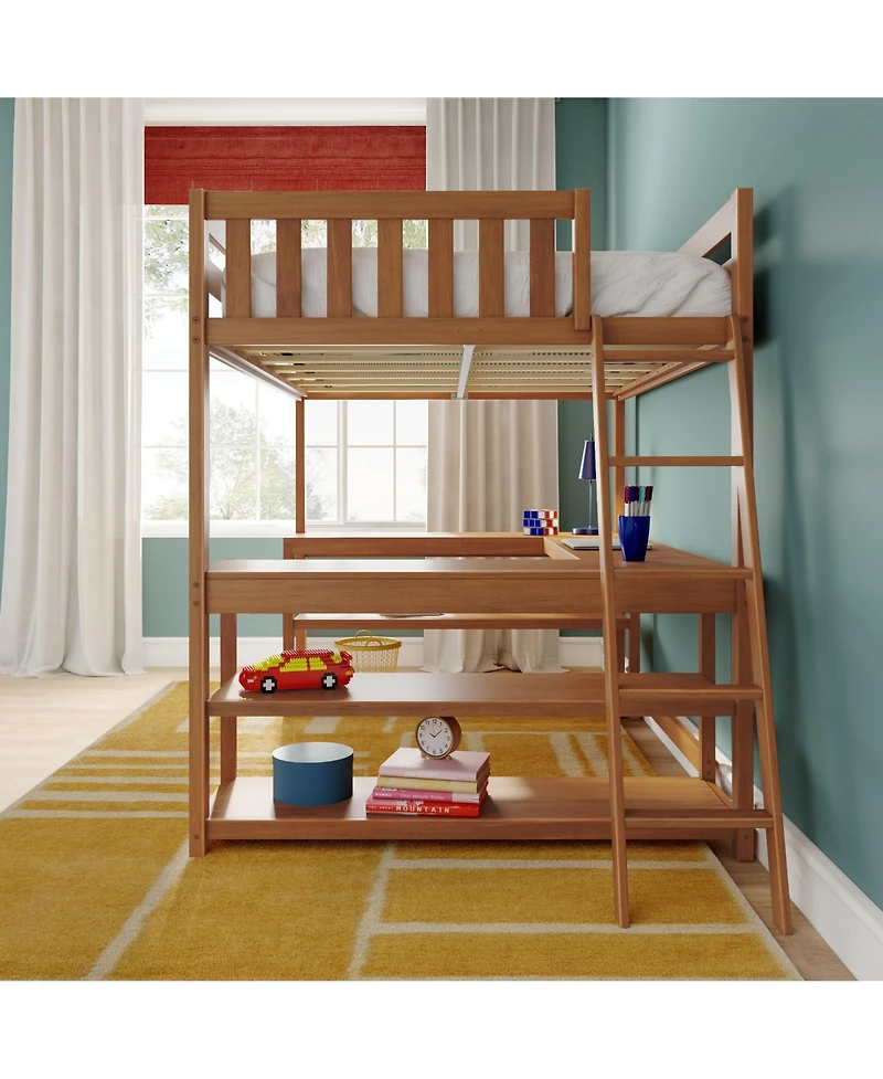 Max and Lily Classic Full High Loft with Wraparound Desk