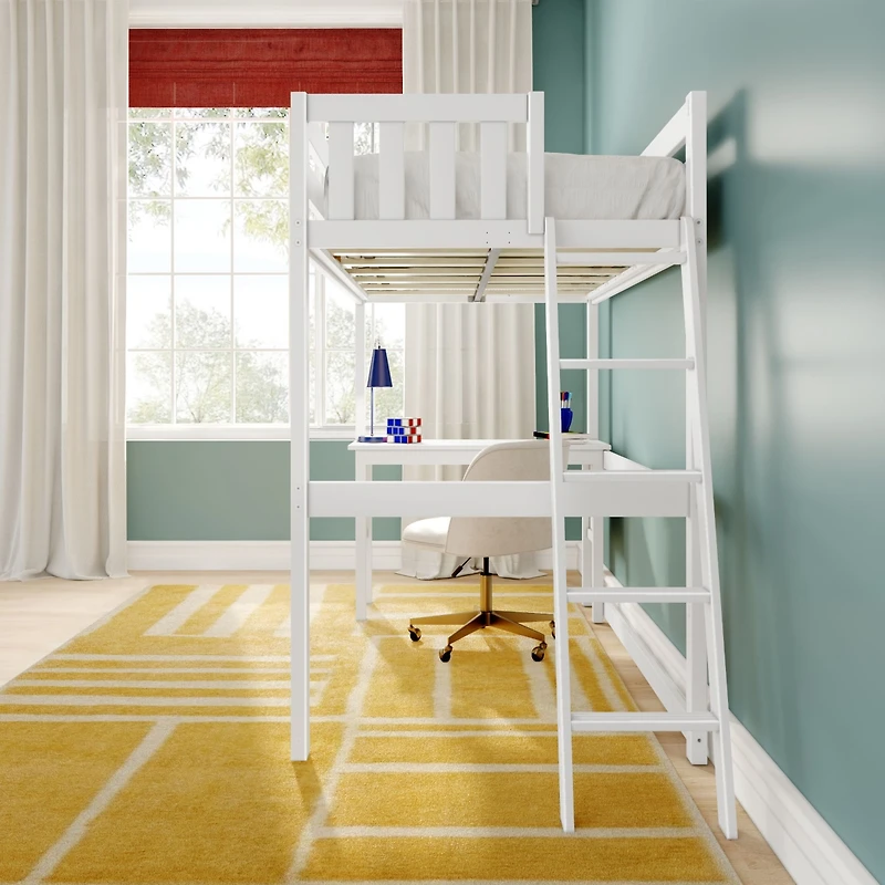 Max and Lily Classic Twin High Loft (ladder on end) + Desk